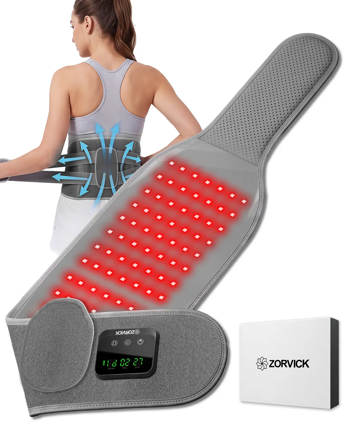 ZORVICK Red Light Therapy Belt — wearable waist and back light therapy